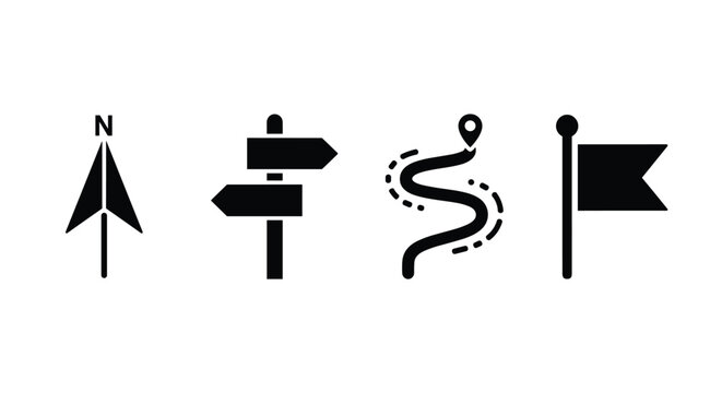 Black and white travel direction signs.