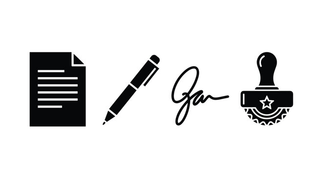 Document Signing with Pen and Stamp.