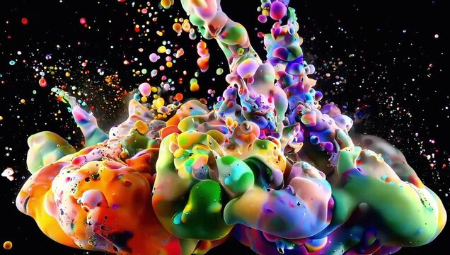 Dynamic Rainbow Ink Splash with Volumetric Fluid Motion