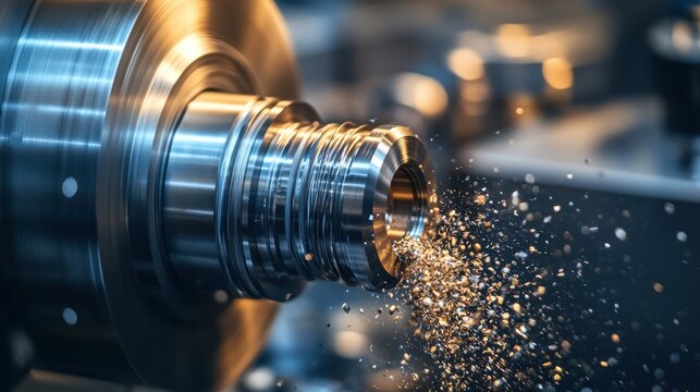 Machine cutting aluminum billet during a metalworking process