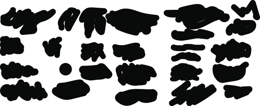 A group of black blobs on a white background