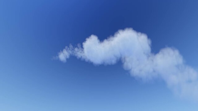 Clear blue sky with a small white cloud drifting across a calm blue horizon.