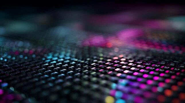 Abstract digital data wave with glowing colorful cubes and flowing light particles (AI Generated)