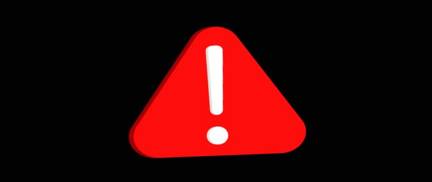 An animated image of a red triangular icon with a white exclamation point