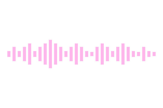Pink audio waveform bars visualization with transparent background. Modern sound equalizer graphic for music, podcast, voice recording, streaming, UI design and multimedia apps. High-res isolated PNG