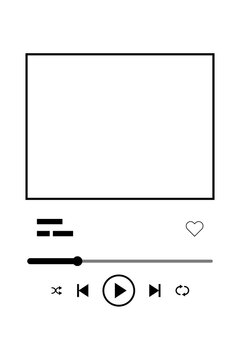 Minimal music player UI template, streaming app interface mockup, album cover placeholder with playback controls. Clean audio player, UI, mobile app music interface. High-res PNG song position slider 