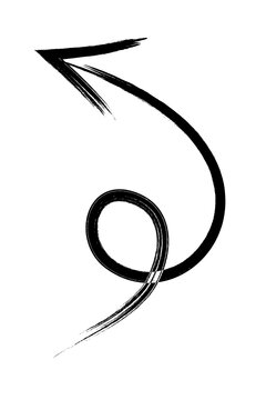 Hand drawn curved loop arrow PNG, textured brush stroke swirl arrow pointing right, sketch style directional symbol for UI, social media, diagrams, posters, branding and creative design