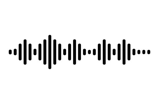 Audio waveform PNG, sound wave visualization. Voice recording waveform, music signal line, minimal black waveform icon for audio, podcast, music apps, UI, media player and sound design. High-res PNG