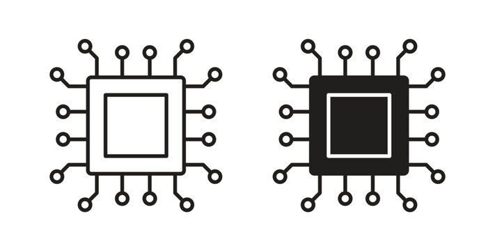 Computer science icon set different line and flat style collection.