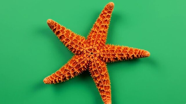 Orange Starfish or Sea Star Isolated on Green Screen Background