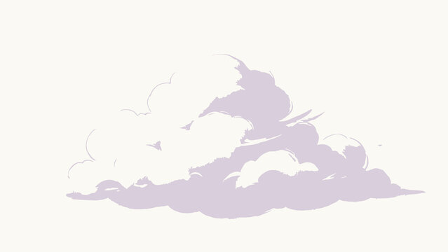 Soft Pastel Illustration of a Sunlit Fluffy Cumulus Cloud, Dreamy Gentle Digital Art with Warm Pink and Cool Blue Gradient Tones on a Plain Clean Background