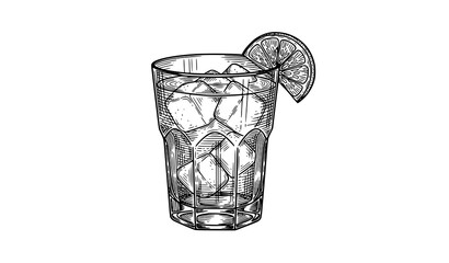 Vintage daiquiri cocktail engraving badge with lime black and white vector drink design isolated on white © Liton