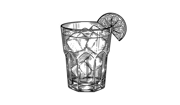 Vintage daiquiri cocktail engraving badge with lime black and white vector drink design isolated on white