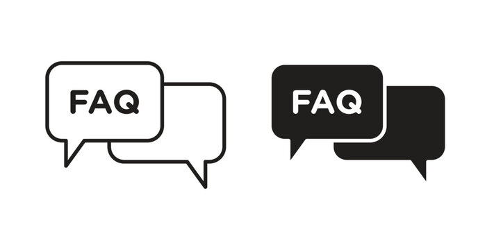 FAQs icon set different line and flat style collection.