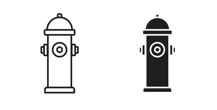 Fire hydrant icon set different line and flat style collection.