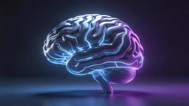 Neon brain illustration
