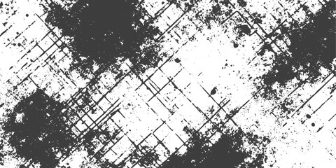 Fototapeta premium Black and White Grunge Texture with Distressed Grid and Ink Splatter Effects for Graphic Design Backgrounds