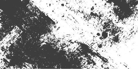 Obraz premium Black and White Grunge Vector Texture with Ink Splatters and Distressed Paint Brush Strokes for Abstract Industrial Background Design