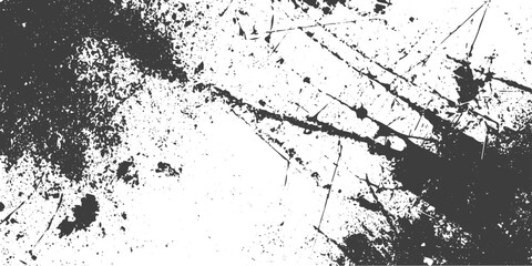Naklejka premium Black and White Grunge Vector Texture with Ink Splatters and Scratches