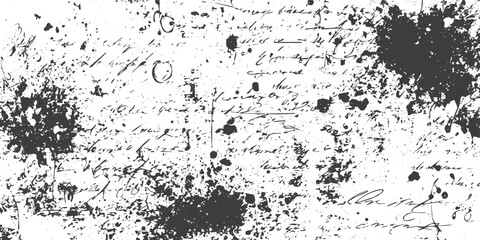 Obraz premium Vintage Grunge Background with Handwritten Cursive Text and Black Ink Splatters