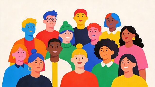 diverse group of animated people