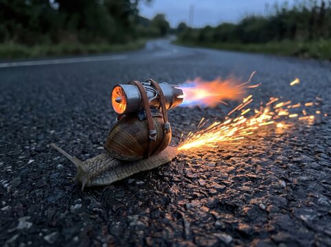 Snail with a Flamethrower on its Back
