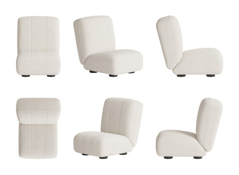 Modern White Modular Lounge Chair Set 3D Render Isolated on Background