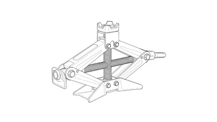 Fototapeta premium Outline Drawing of a Scissor Lift Jack for Vehicle Maintenance and Repair