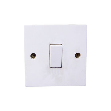 White Light Switch Isolated on Transparent Background Electrical Wall Switch Power Control Concept