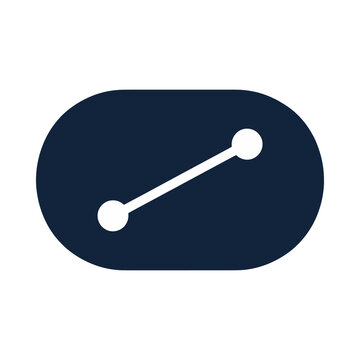 Minimalist Dark Navy Blue Pill Shape Diagonal Line Connector Node Endpoint Icon for Link Path Network and Graph Route Concept on Transparent Background for Data App and Web Interface Design