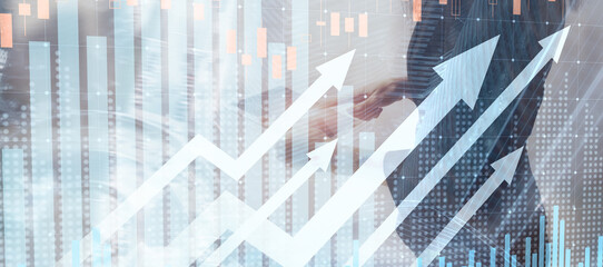 Fototapeta premium Business Finance Analytics Showing Market Growth and Trends