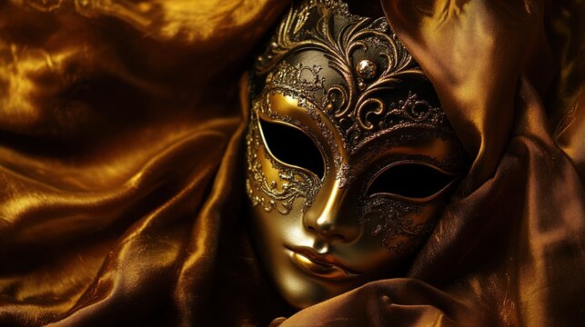 amrit. Ornate Venetian mask resting on dark velvet fabric, soft light highlighting its decorative details. event programs, museum guides, designed for cultural heritage projects and event programs.