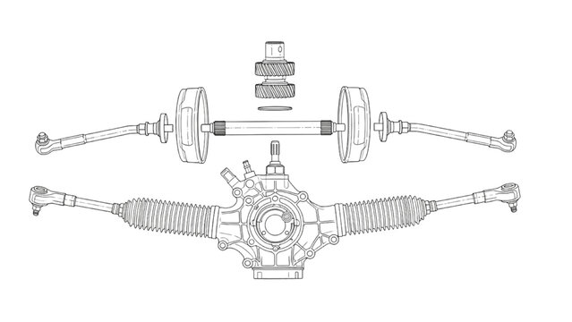 Automotive Steering System Components Exploded View Illustration