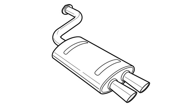 Automotive exhaust system graphic depicting a car muffler and pipes