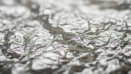 Fototapeta premium A close-up view of crumpled aluminum foil with a metallic sheen
