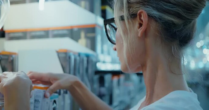 Woman Browses Tools in Hardware Store Aisle