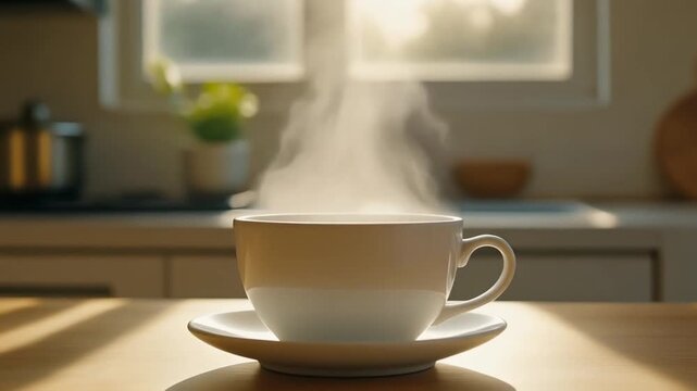 Morning Coffee Steam Sunlight Motion