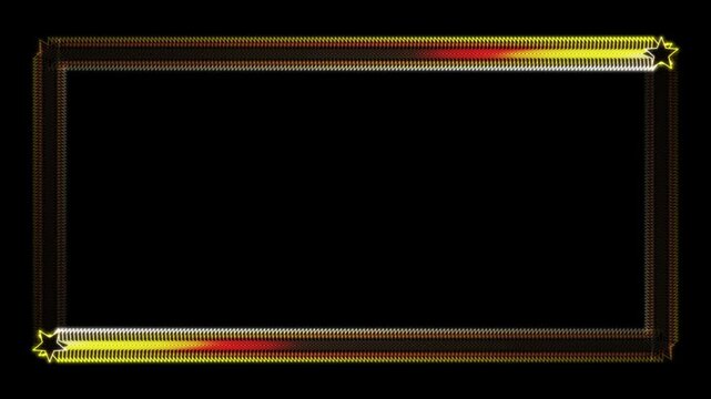 Neon Star Icon Laser Gradient Animation with Glowing Rectangle Frame Seamless Loop on Black Background. 4K graphic animation video 