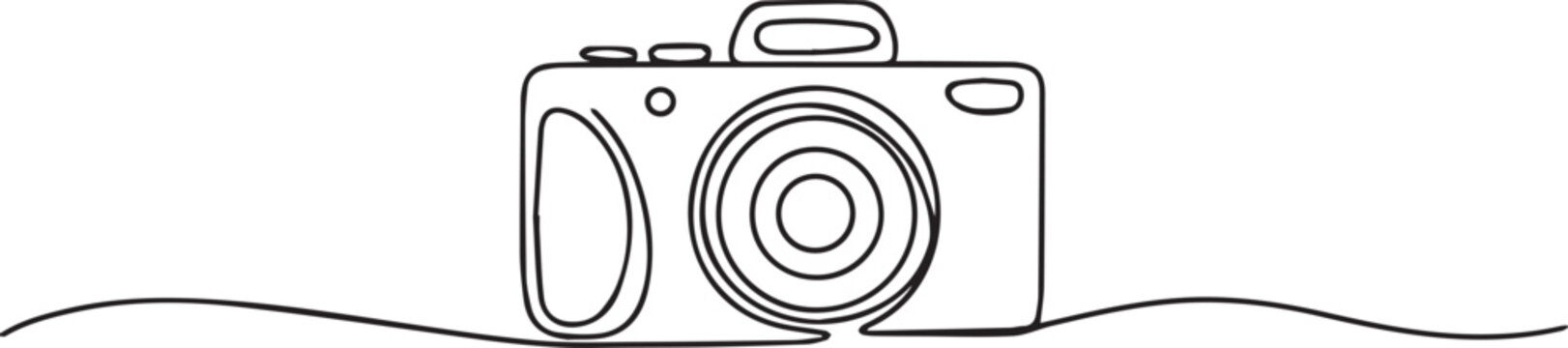 Simple camera illustration on wavy line Vector
