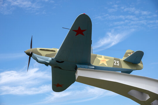 ROSTOV REGION, RUSSIA - MAY 07, 2025: YAK-1B airplane close-up. Military historical complex "Sambek heights", Rostov region