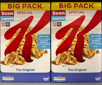Essex, UK - January 15, 2026: Two boxes of Special K breakfast cereal on a supermarket shelf in the UK. 