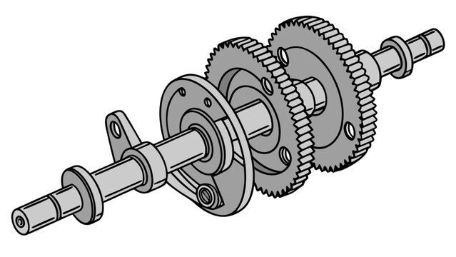 Mechanical gears and shaft assembly with assembly