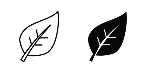 Contrast between a simple line drawing leaf and a filled black leaf illustration © MdSabu