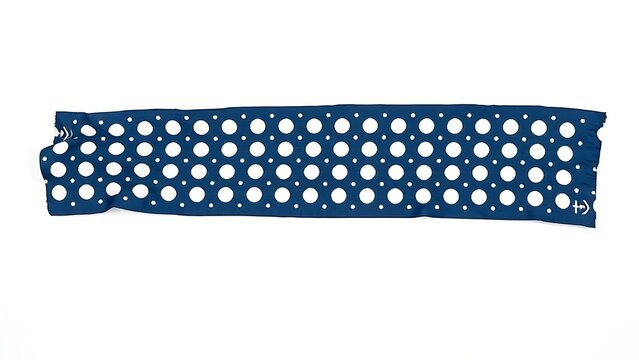 tenugui. Traditional Japanese indigo polka dot cloth fully unfolded on white background. event programs, museum guides, designed for cultural heritage projects and event programs.