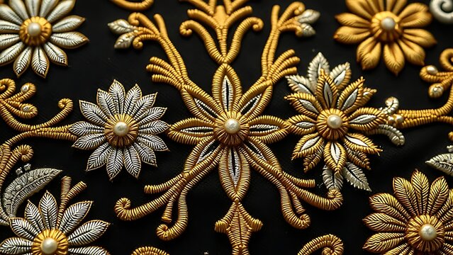 charro. Intricate floral and geometric embroidery on charro jacket, gold and silver thread detail. event programs, museum guides, designed for cultural heritage projects and event programs.