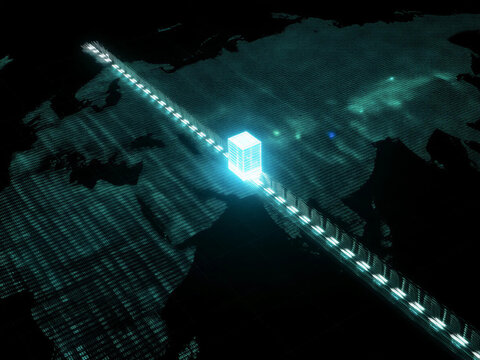 Abstract 3D Render of Signal Deconstruction via Fast Fourier Transform Prism