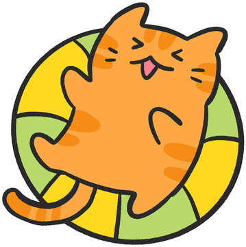 Illustration of Cute Cat in a Swimming Float