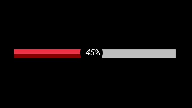 A digital red progress bar fills from zero to one hundred percent with a numerical counter on a black background.