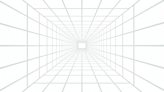 White Grid Tunnel Perspective grey