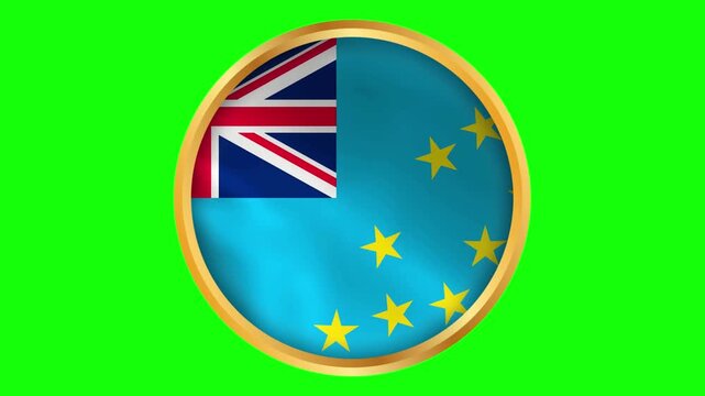 Tuvalu Round Framed National Wavy Flag Circular Blowing Flag of Tuvalu